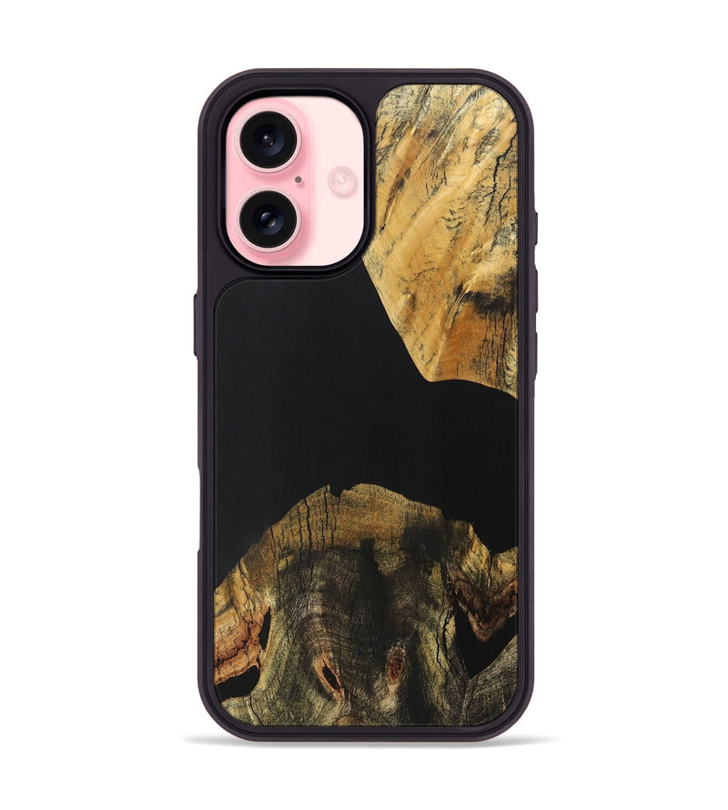 iPhone 16 Wood+Resin Phone Case - Abram (Pure Black, 706037)