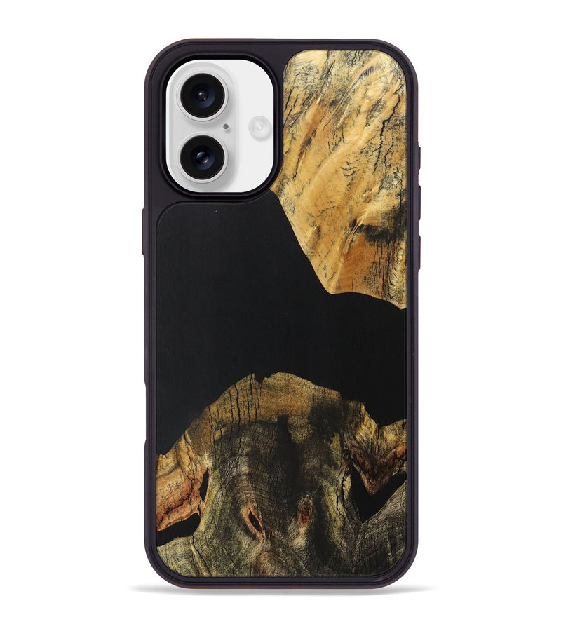 iPhone 16 Plus Wood+Resin Phone Case - Abram (Pure Black, 706037)