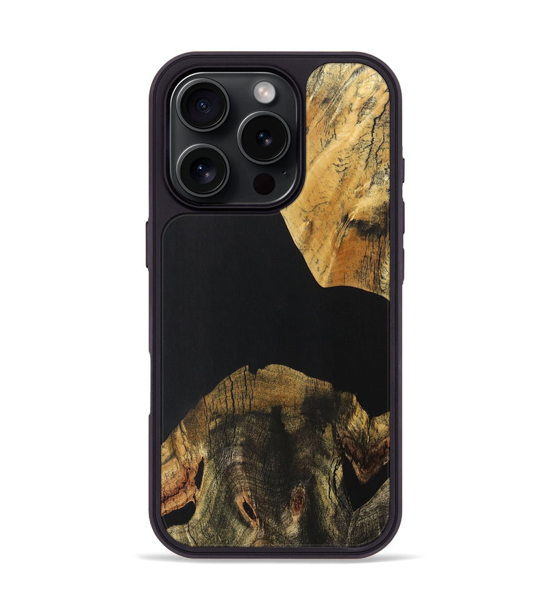 iPhone 16 Pro Wood+Resin Phone Case - Abram (Pure Black, 706037)