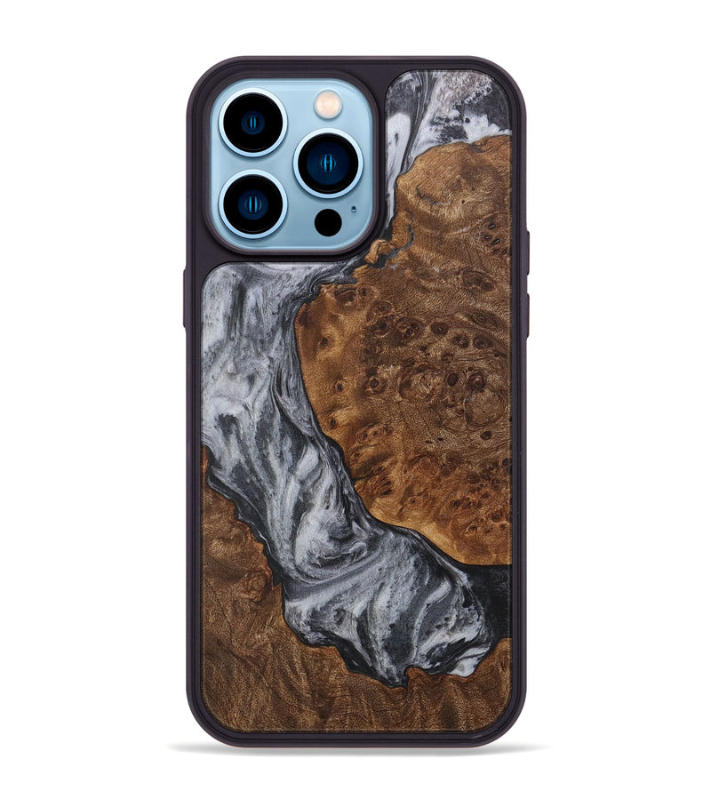 iPhone 14 Pro Max Wood+Resin Phone Case - Tate (Black & White, 706053)