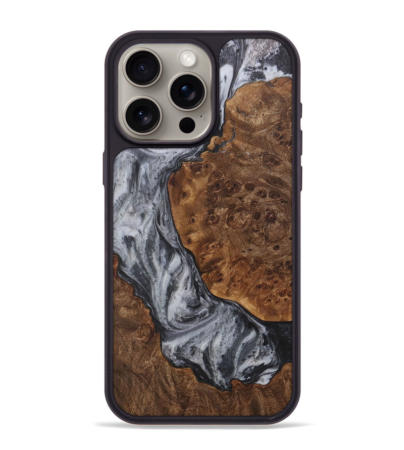 iPhone 15 Pro Max Wood+Resin Phone Case - Tate (Black & White, 706053)