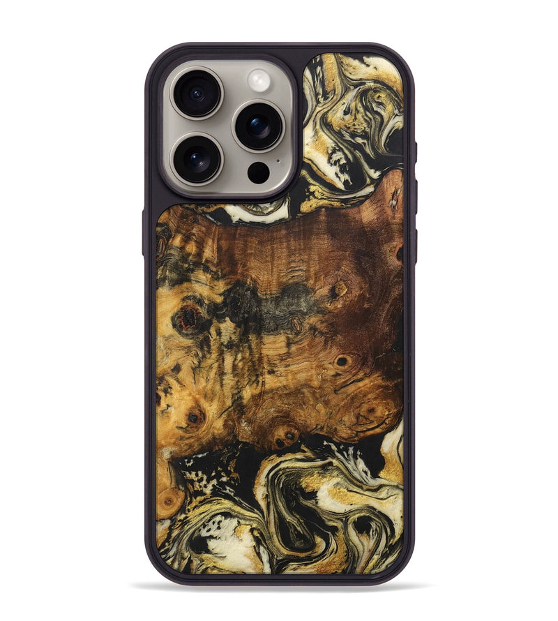 iPhone 15 Pro Max Wood+Resin Phone Case - Deborah (Black & White, 706056)