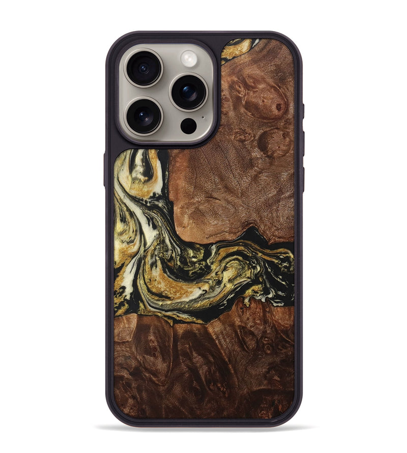 iPhone 15 Pro Max Wood+Resin Phone Case - Vicki (Black & White, 706057)