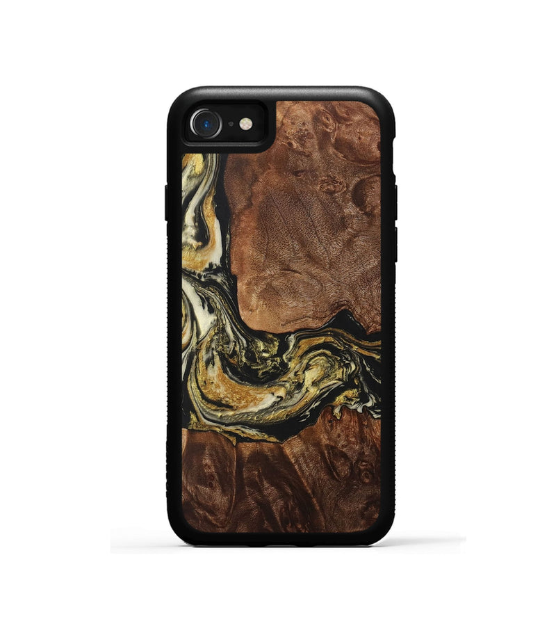 iPhone SE Wood+Resin Phone Case - Vicki (Black & White, 706057)
