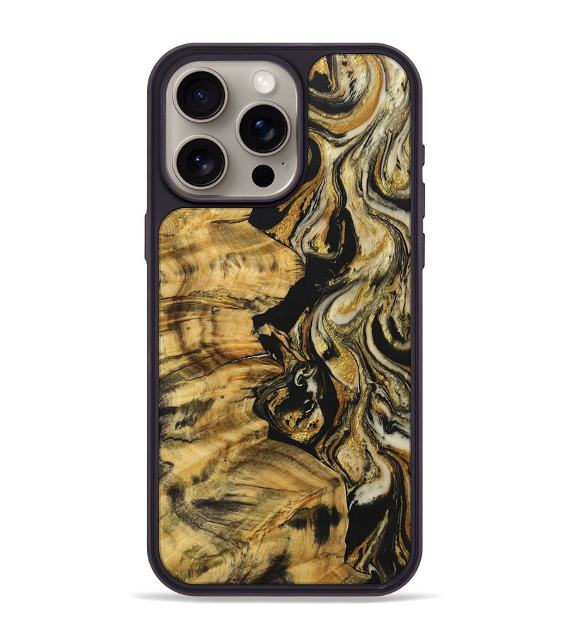 iPhone 15 Pro Max Wood+Resin Phone Case - Fernando (Black & White, 706063)