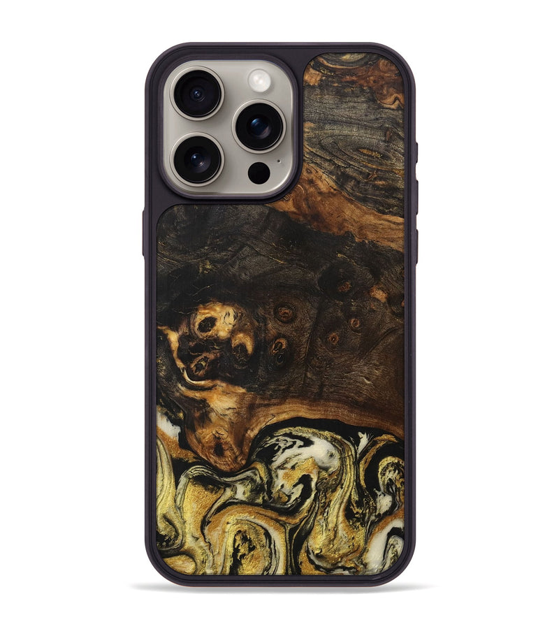 iPhone 15 Pro Max Wood+Resin Phone Case - Krista (Black & White, 706068)