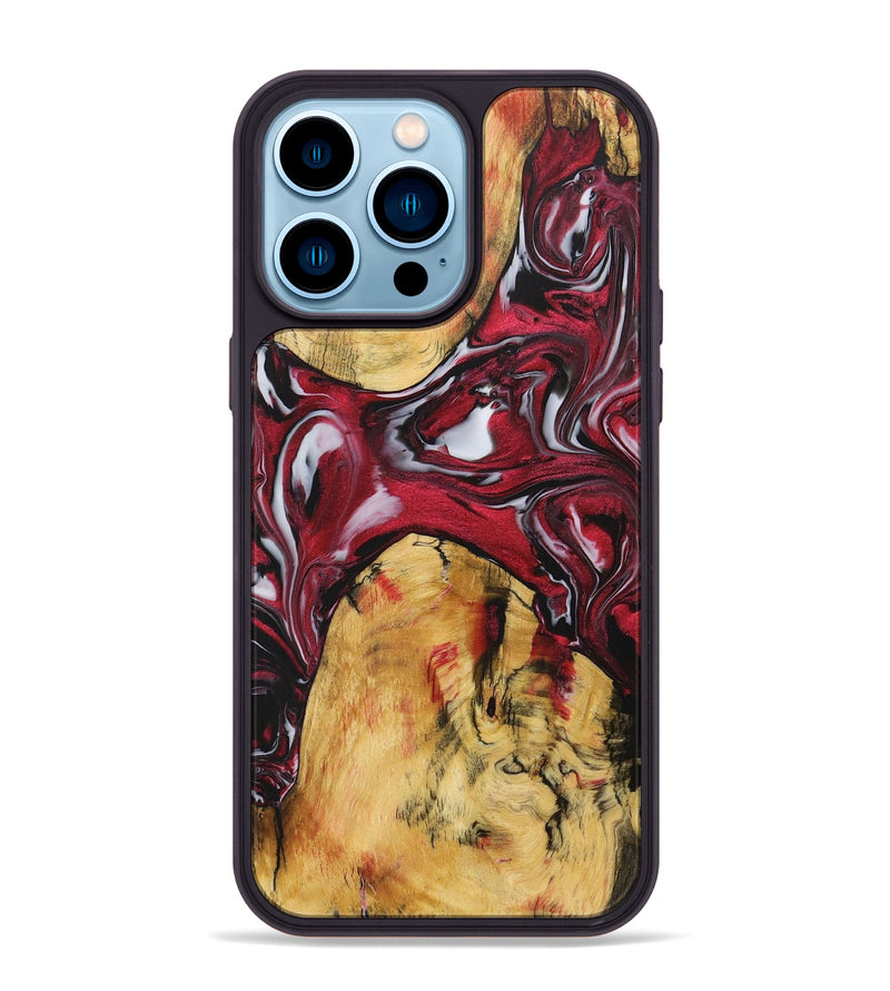 iPhone 14 Pro Max Wood+Resin Phone Case - Valentina (Red, 706131)