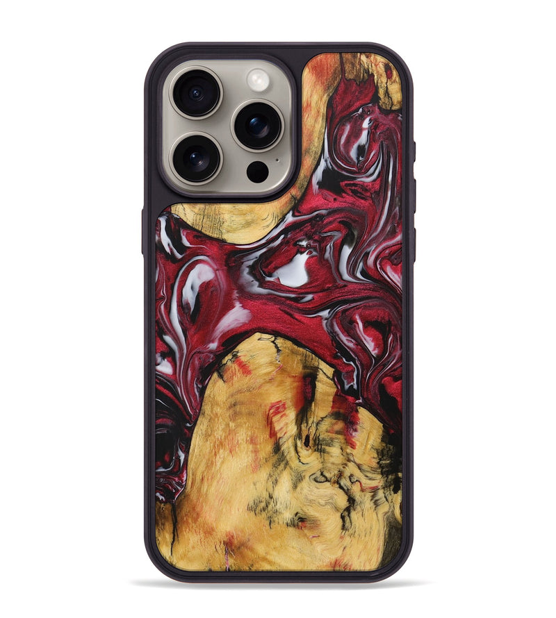 iPhone 15 Pro Max Wood+Resin Phone Case - Valentina (Red, 706131)
