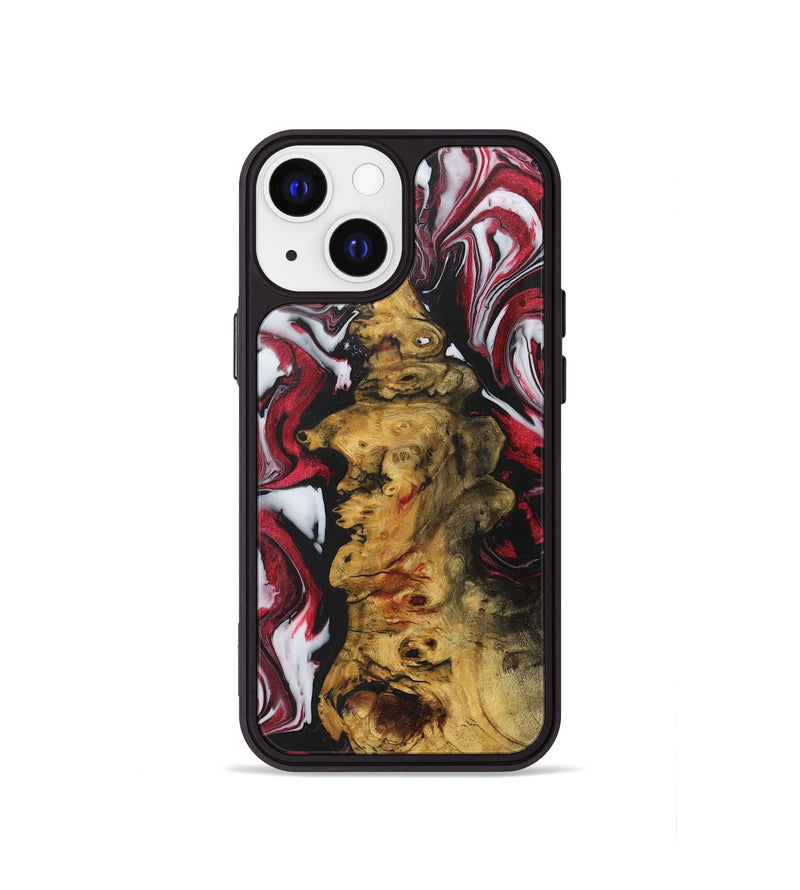 iPhone 13 mini Wood+Resin Phone Case - Tristen (Red, 706133)