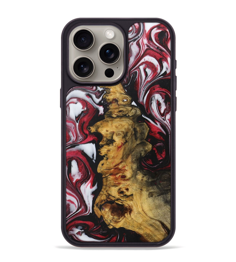 iPhone 15 Pro Max Wood+Resin Phone Case - Tristen (Red, 706133)
