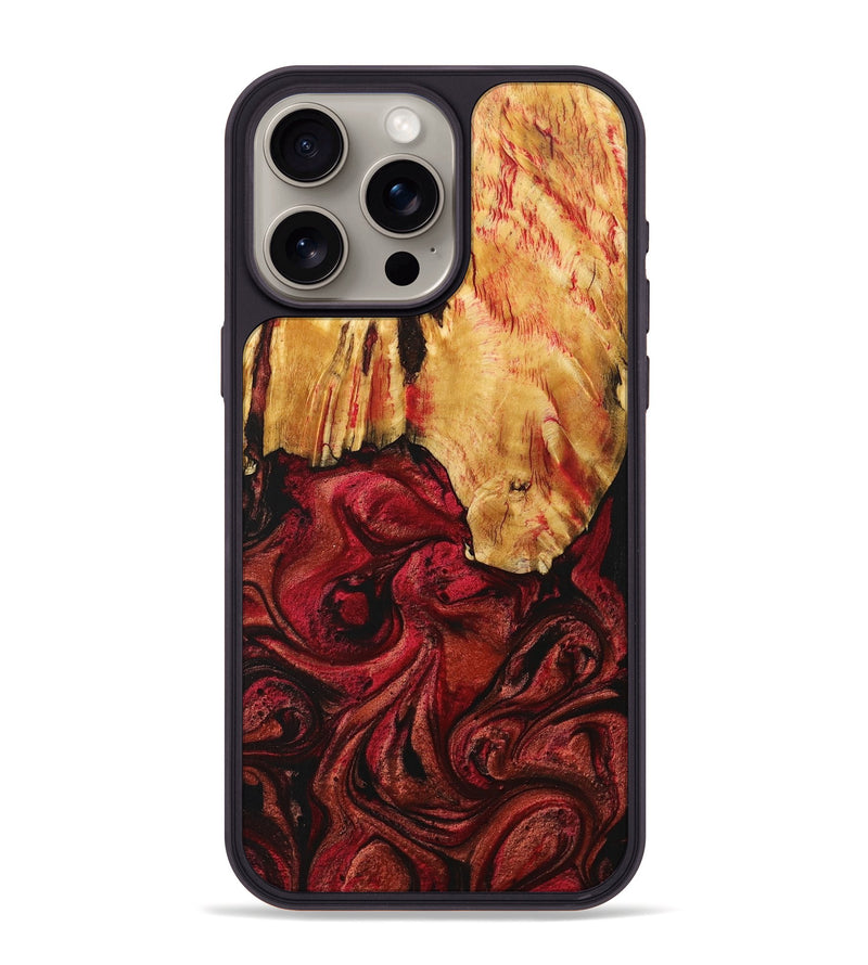 iPhone 15 Pro Max Wood+Resin Phone Case - May (Red, 706135)