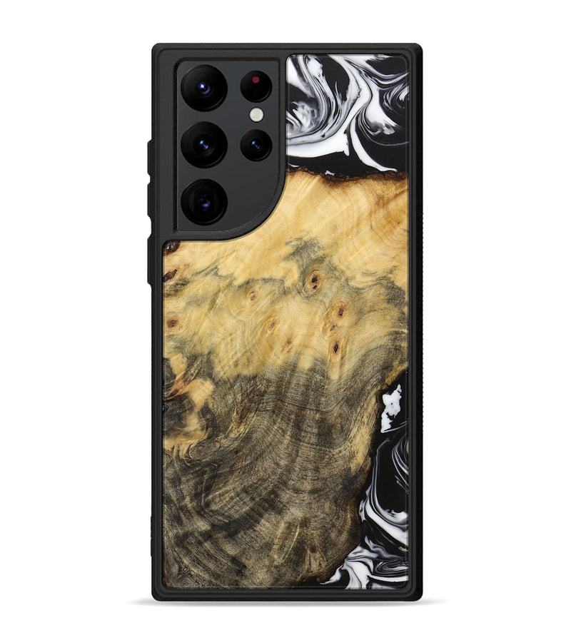 Galaxy S22 Ultra Wood+Resin Phone Case - Lucy (Black & White, 706223)