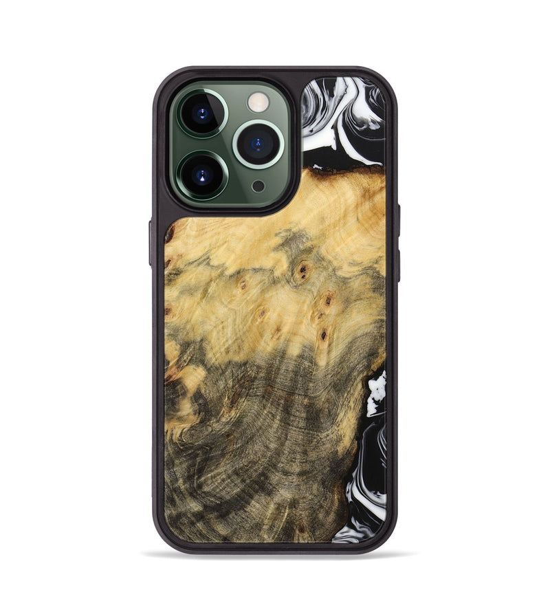 iPhone 13 Pro Wood+Resin Phone Case - Lucy (Black & White, 706223)