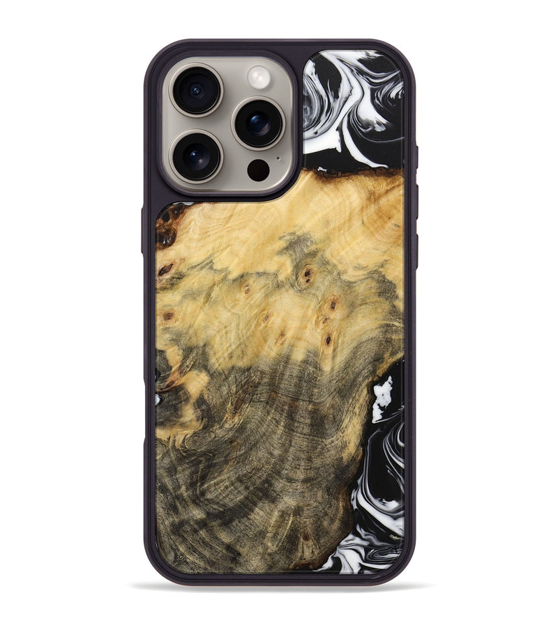 iPhone 16 Pro Max Wood+Resin Phone Case - Lucy (Black & White, 706223)