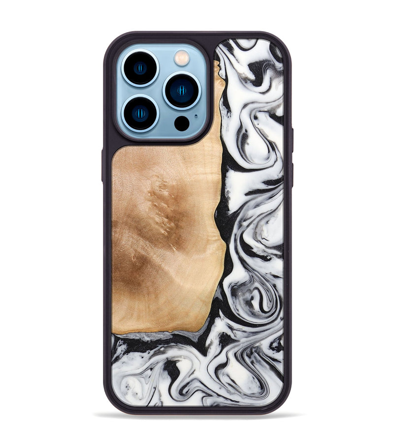 iPhone 14 Pro Max Wood+Resin Phone Case - Skylar (Black & White, 706224)