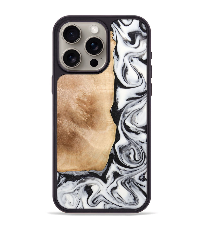 iPhone 15 Pro Max Wood+Resin Phone Case - Skylar (Black & White, 706224)
