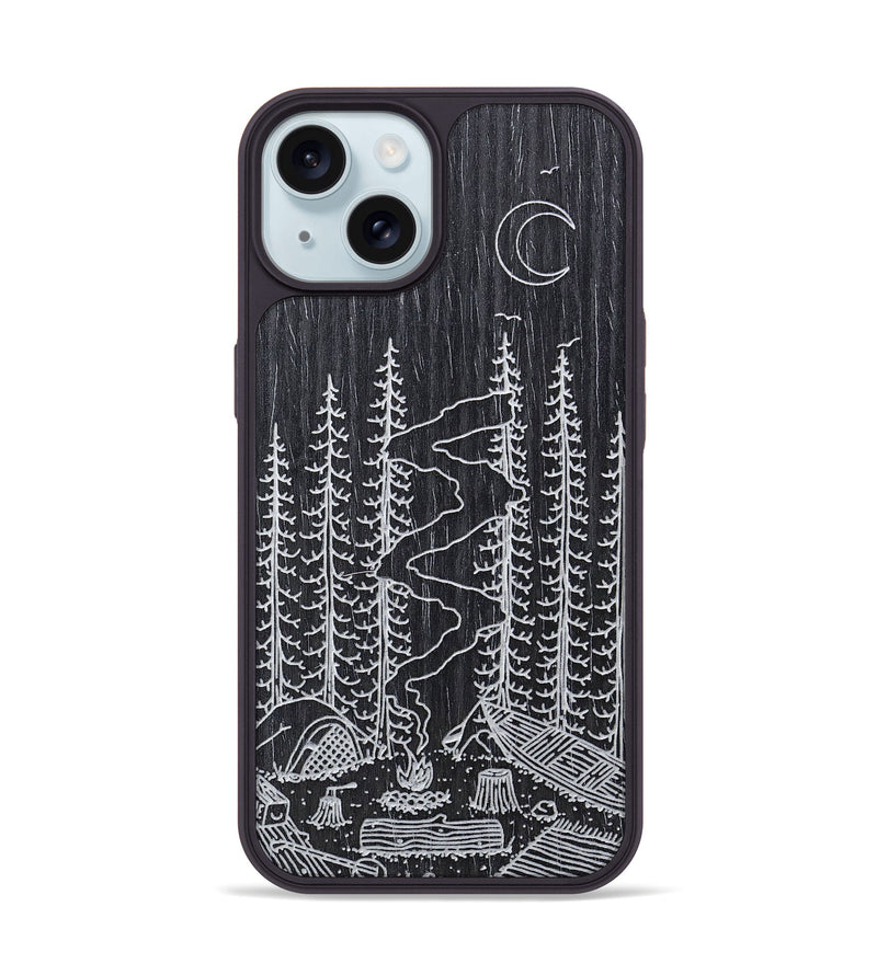 iPhone 15 Wood+Resin Phone Case - Camp - Ebony (Curated)