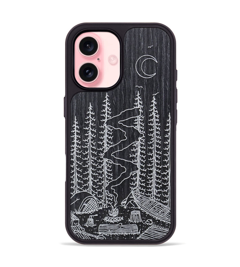 iPhone 16 Wood+Resin Phone Case - Camp - Ebony (Curated)