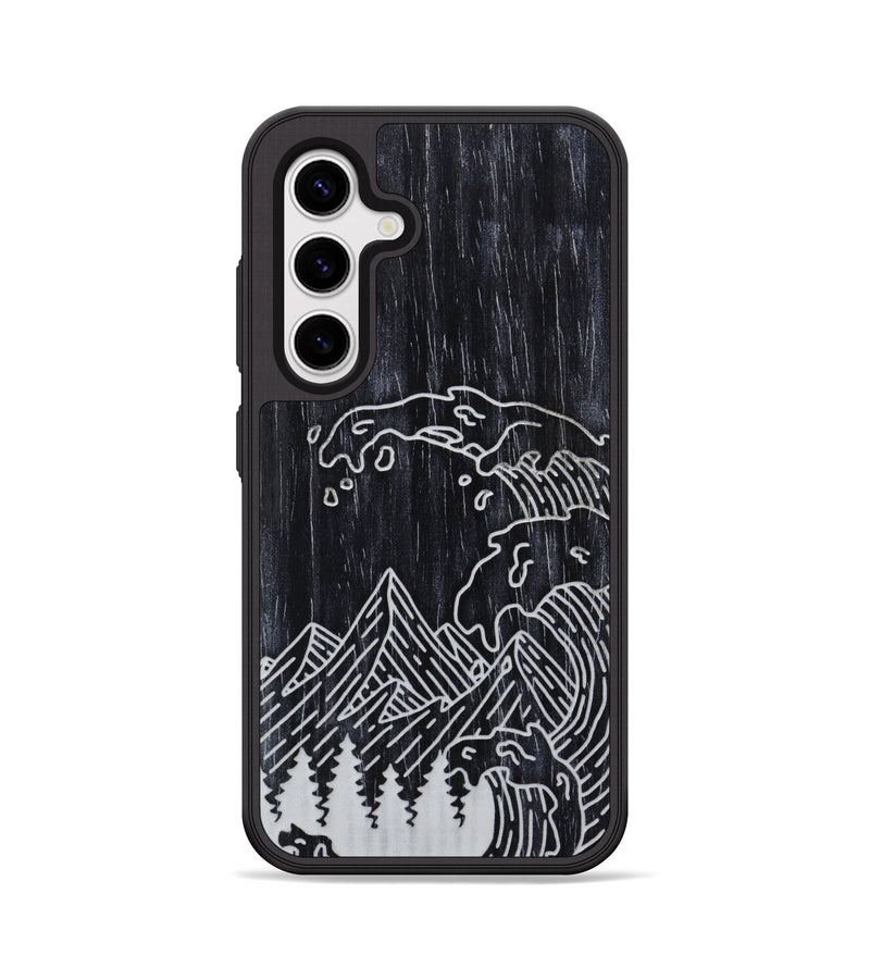 Galaxy S25 Wood Phone Case - Wave - Ebony (Curated, 706260)