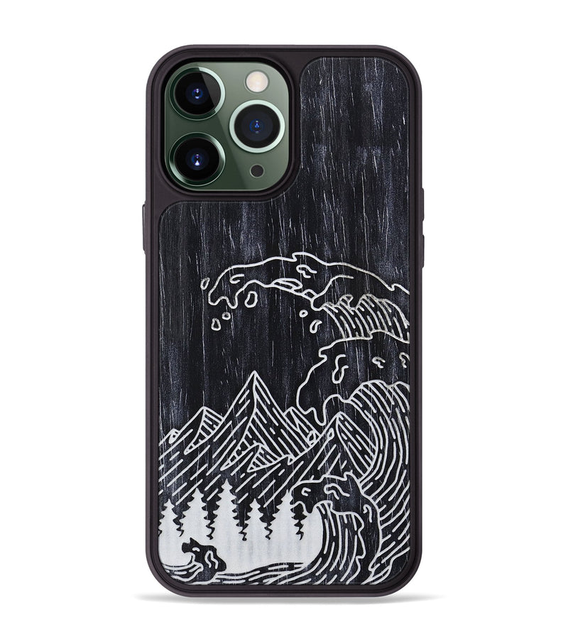 iPhone 13 Pro Max Wood+Resin Phone Case - Wave - Ebony (Curated)