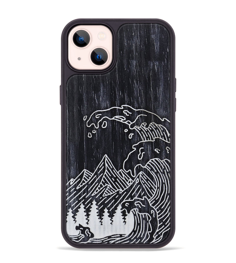 iPhone 14 Plus Wood+Resin Phone Case - Wave - Ebony (Curated)