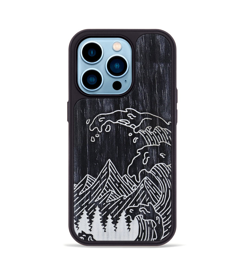 iPhone 14 Pro Wood+Resin Phone Case - Wave - Ebony (Curated)