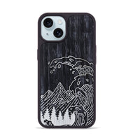 iPhone 15 Wood+Resin Phone Case - Wave - Ebony (Curated)