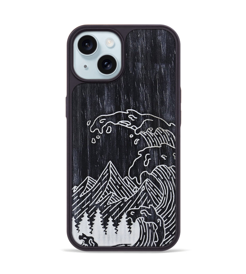 iPhone 15 Wood+Resin Phone Case - Wave - Ebony (Curated)