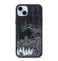 iPhone 15 Plus Wood+Resin Phone Case - Wave - Ebony (Curated)