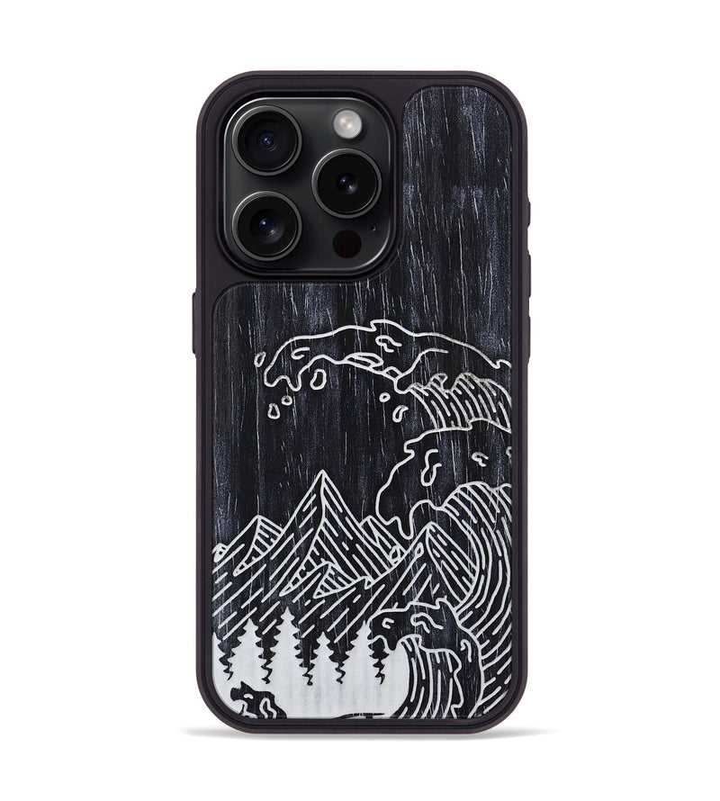 iPhone 15 Pro Wood+Resin Phone Case - Wave - Ebony (Curated)