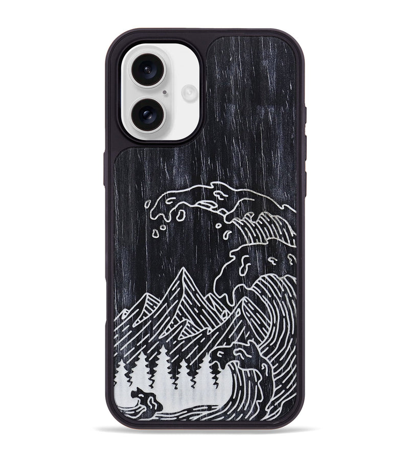 iPhone 16 Plus Wood+Resin Phone Case - Wave - Ebony (Curated)