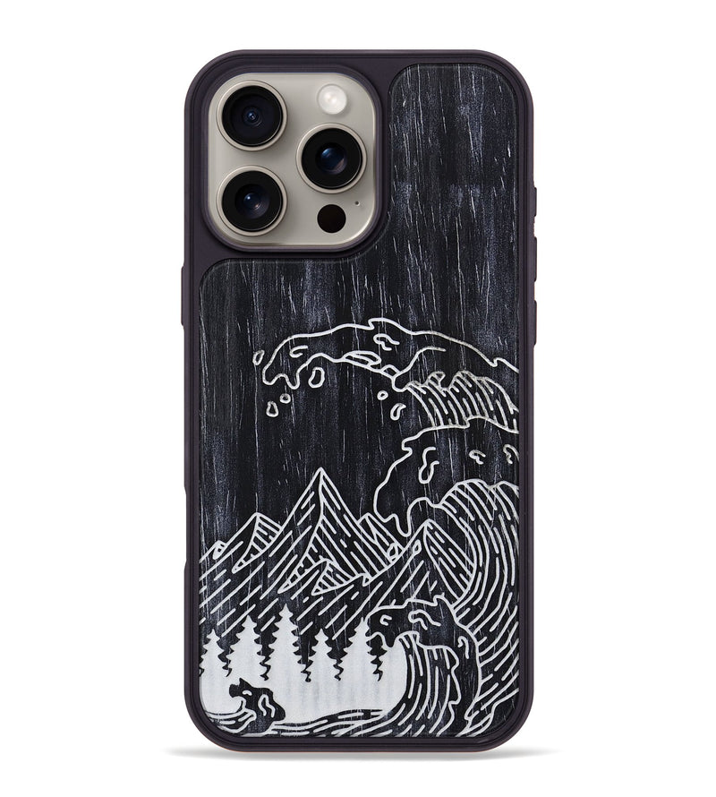 iPhone 16 Pro Max Wood+Resin Phone Case - Wave - Ebony (Curated)