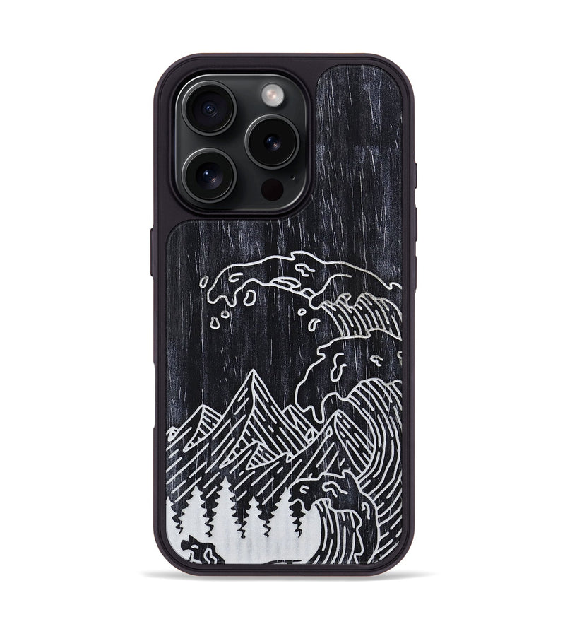 iPhone 16 Pro Wood+Resin Phone Case - Wave - Ebony (Curated)