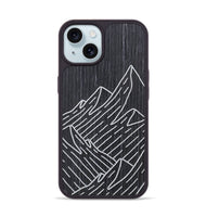 iPhone 15 Wood+Resin Phone Case - Mountain - Ebony (Curated)