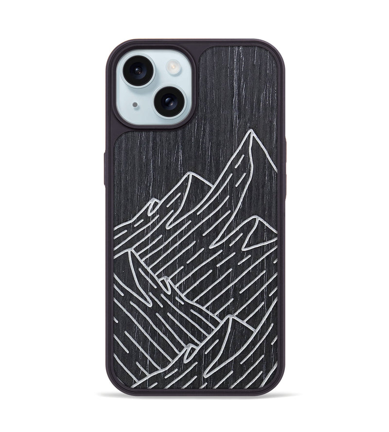 iPhone 15 Wood+Resin Phone Case - Mountain - Ebony (Curated)