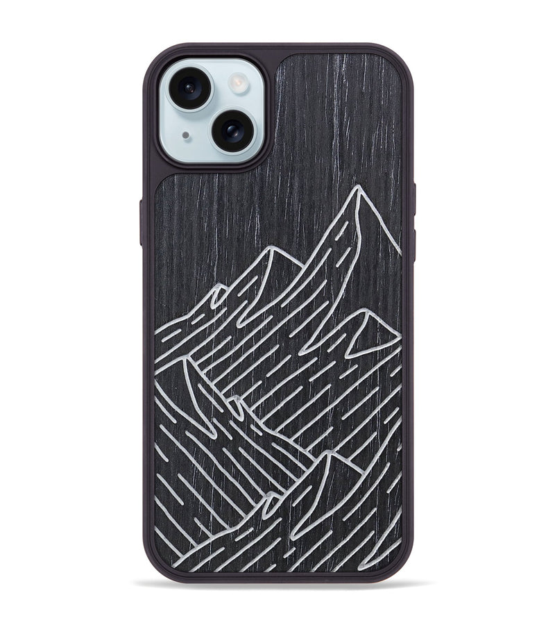 iPhone 15 Plus Wood+Resin Phone Case - Mountain - Ebony (Curated)