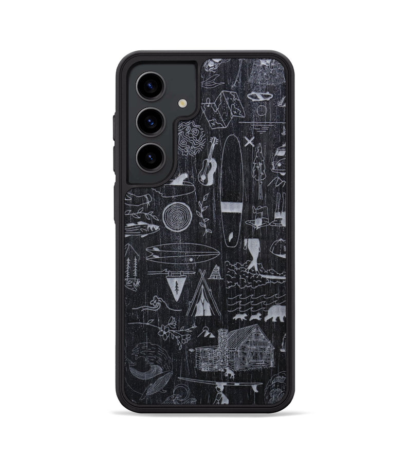 Galaxy S24 Wood+Resin Phone Case - Collage - Ebony (Curated)