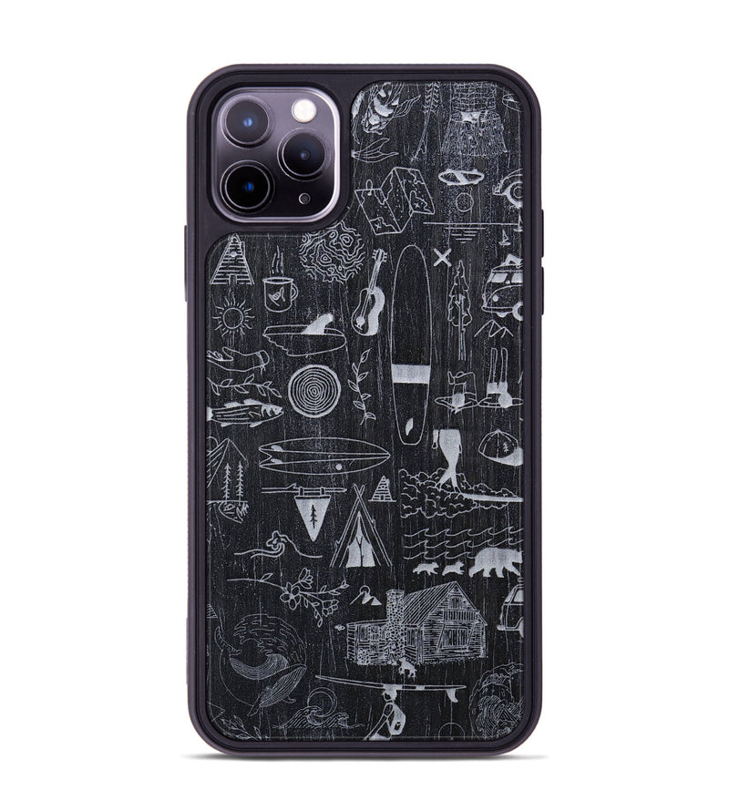 iPhone 11 Pro Max Wood+Resin Phone Case - Collage - Ebony (Curated)