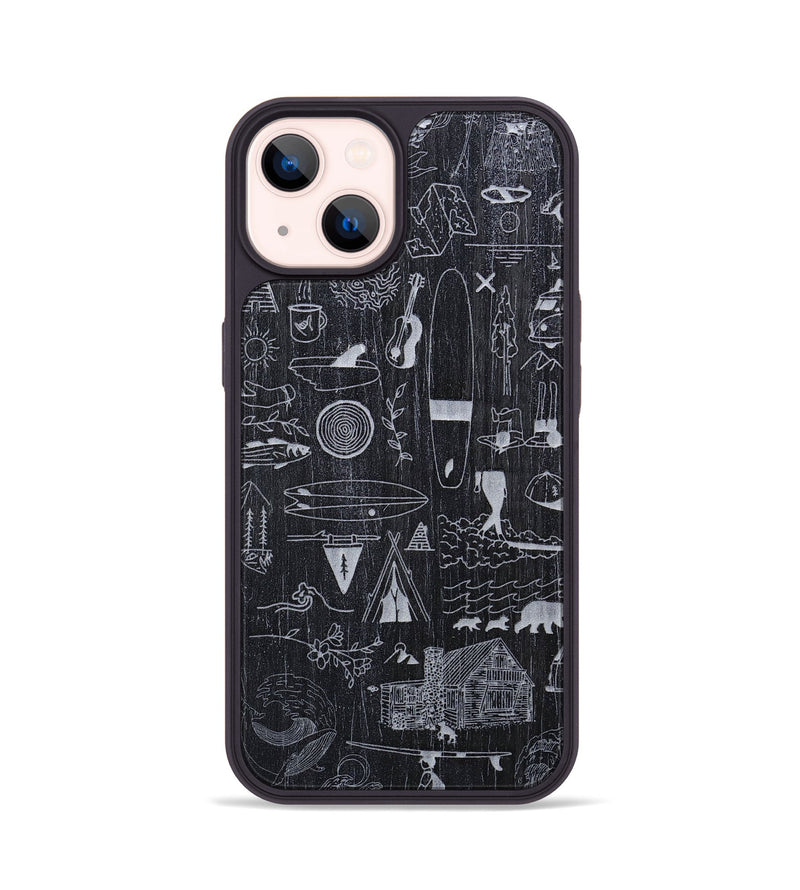 iPhone 14 Wood+Resin Phone Case - Collage - Ebony (Curated)