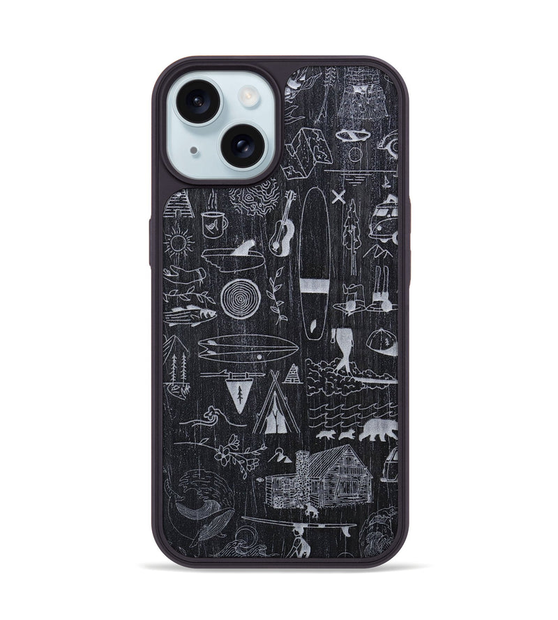 iPhone 15 Wood+Resin Phone Case - Collage - Ebony (Curated)