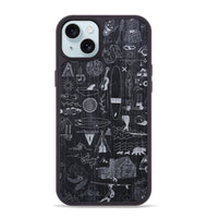 iPhone 15 Plus Wood+Resin Phone Case - Collage - Ebony (Curated)