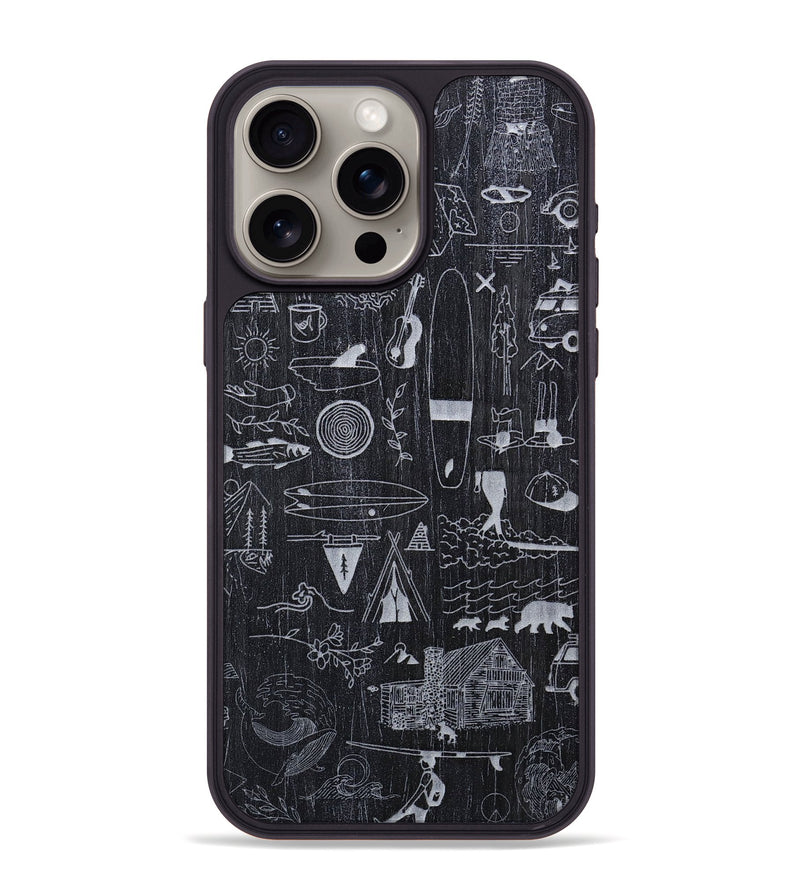 iPhone 15 Pro Max Wood+Resin Phone Case - Collage - Ebony (Curated)