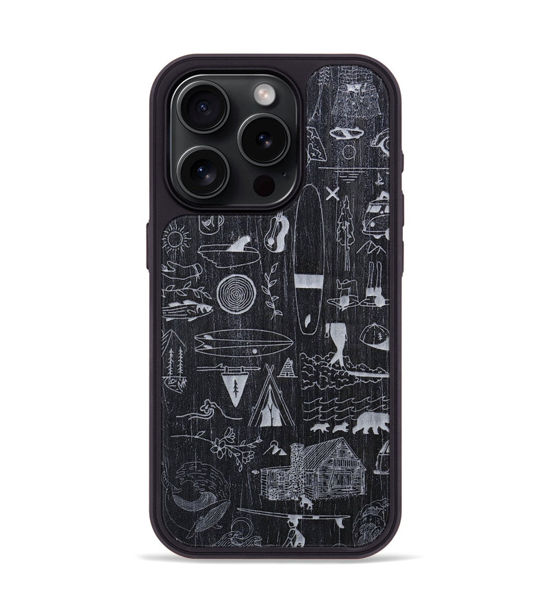 iPhone 15 Pro Wood+Resin Phone Case - Collage - Ebony (Curated)
