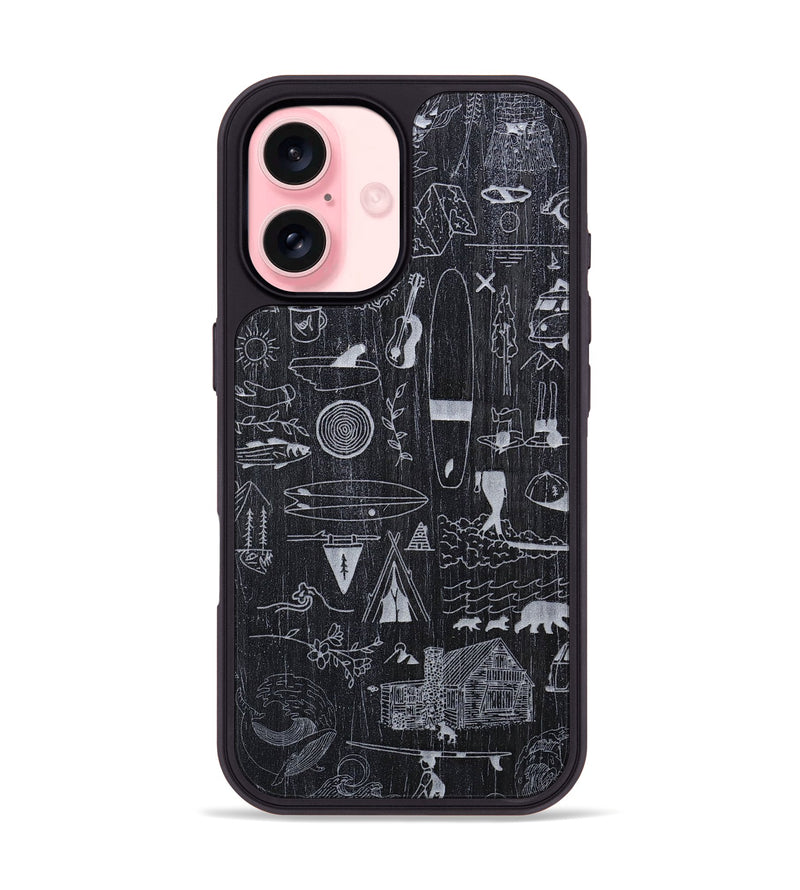 iPhone 16 Wood+Resin Phone Case - Collage - Ebony (Curated)