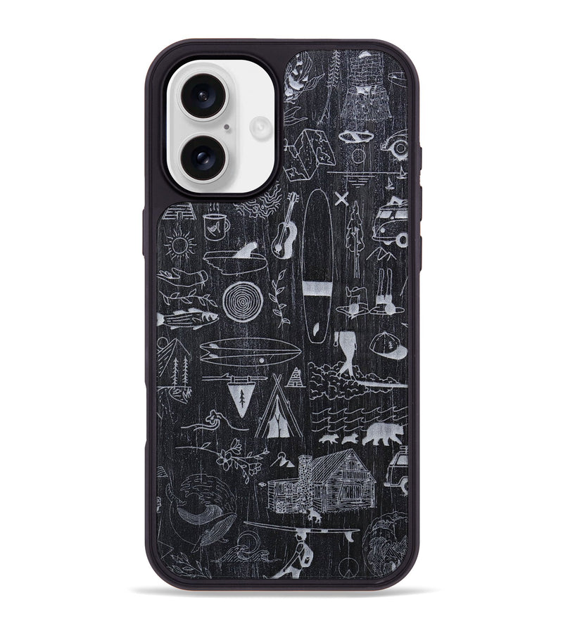 iPhone 16 Plus Wood+Resin Phone Case - Collage - Ebony (Curated)