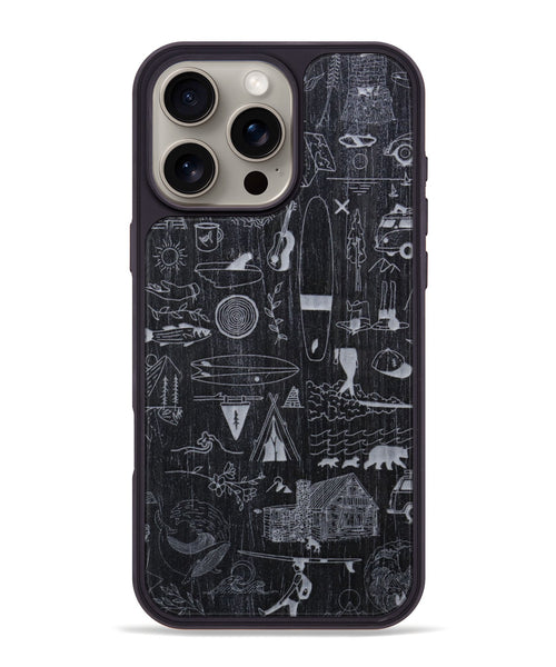 iPhone 16 Pro Max Wood Phone Case - Collage - Ebony (Curated)