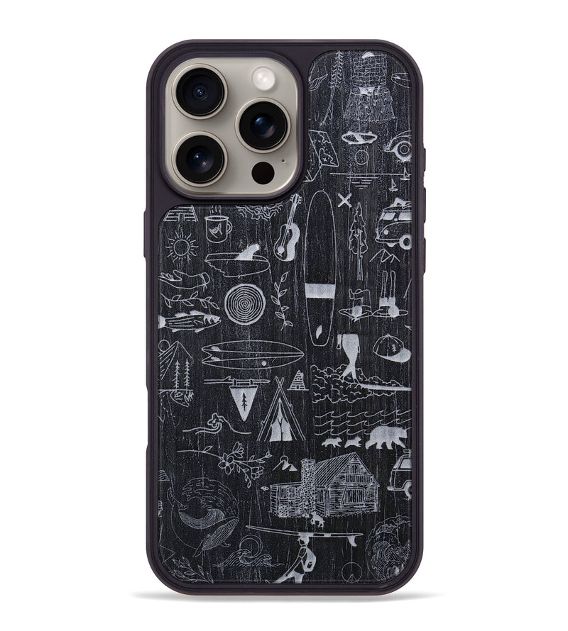 iPhone 16 Pro Max Wood+Resin Phone Case - Collage - Ebony (Curated)