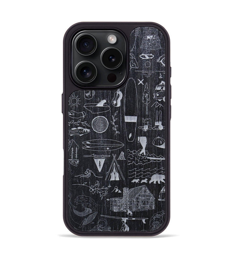 iPhone 16 Pro Wood+Resin Phone Case - Collage - Ebony (Curated)