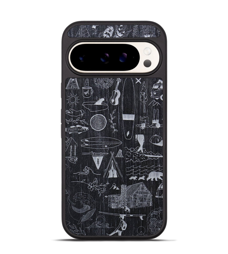 Pixel 9 Wood+Resin Phone Case - Collage - Ebony (Curated)