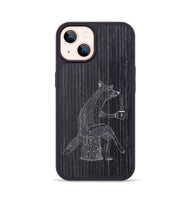 iPhone 14 Wood+Resin Phone Case - Fox - Ebony (Curated)